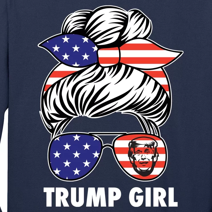 Trump Girl USA American Flag Sunglasses Bandana Long Sleeve Shirt