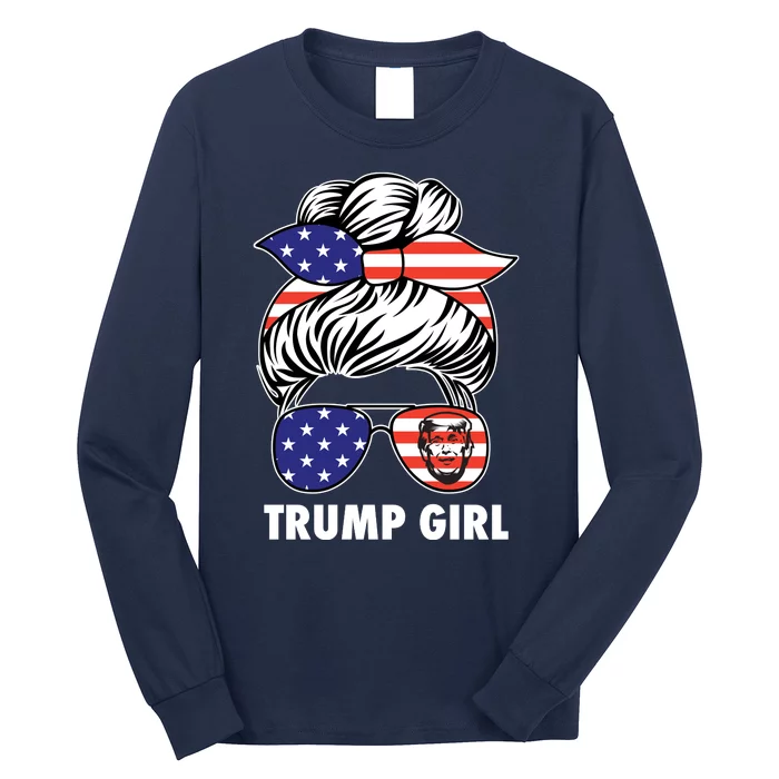 Trump Girl USA American Flag Sunglasses Bandana Long Sleeve Shirt