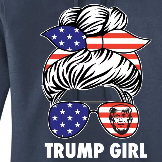 Trump Girl USA American Flag Sunglasses Bandana Women's Pullover Hoodie