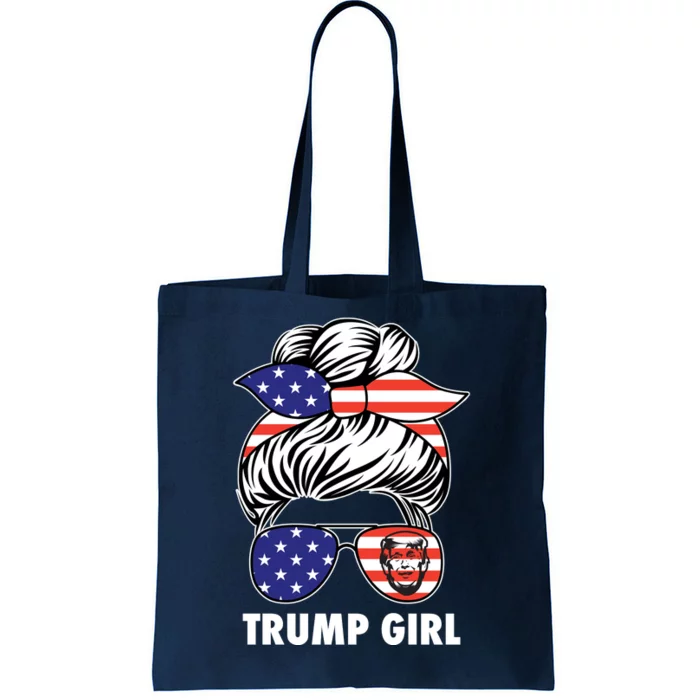 Trump Girl USA American Flag Sunglasses Bandana Tote Bag