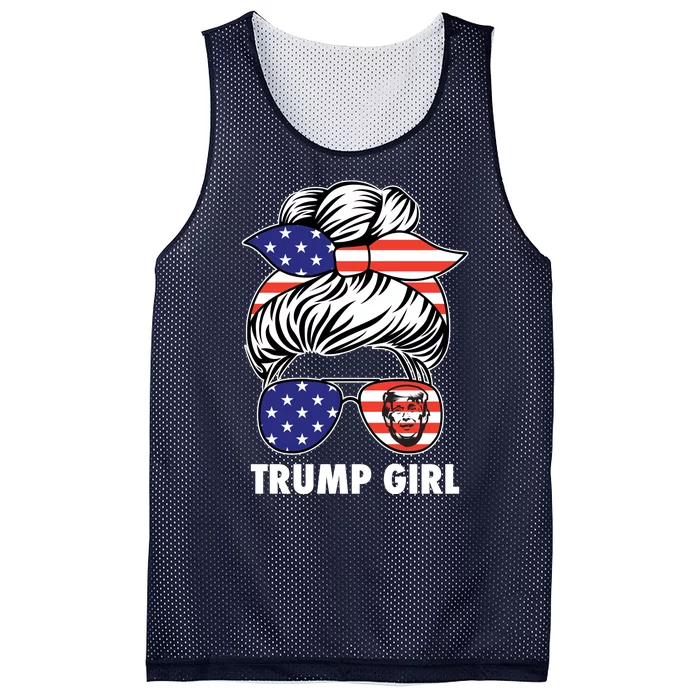 Trump Girl USA American Flag Sunglasses Bandana Mesh Reversible Basketball Jersey Tank