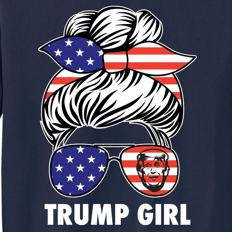 Trump Girl USA American Flag Sunglasses Bandana Tall Sweatshirt