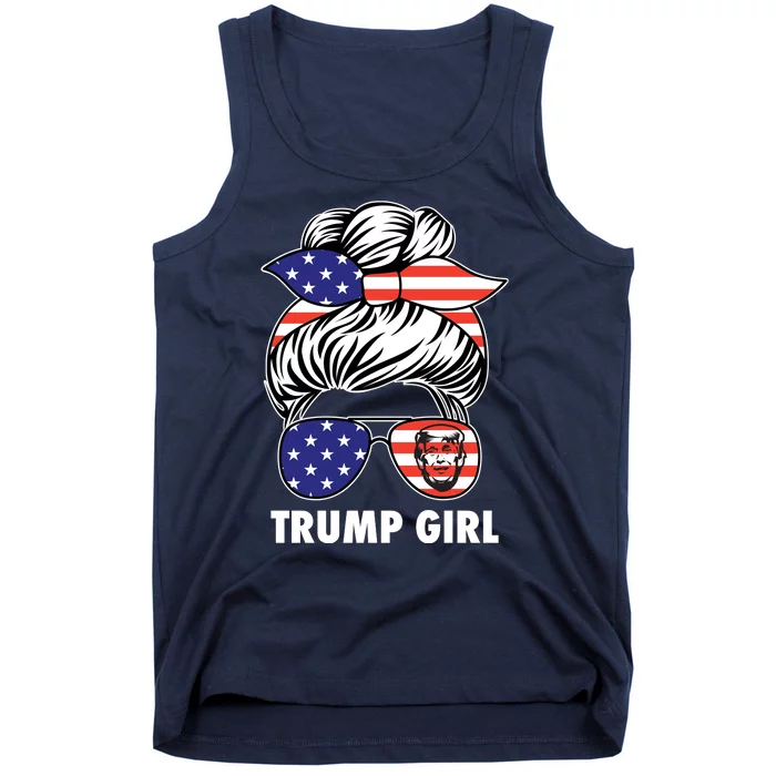 Trump Girl USA American Flag Sunglasses Bandana Tank Top