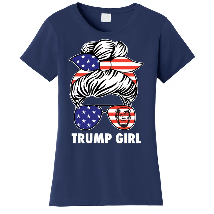 Trump Girl USA American Flag Sunglasses Bandana Women's T-Shirt