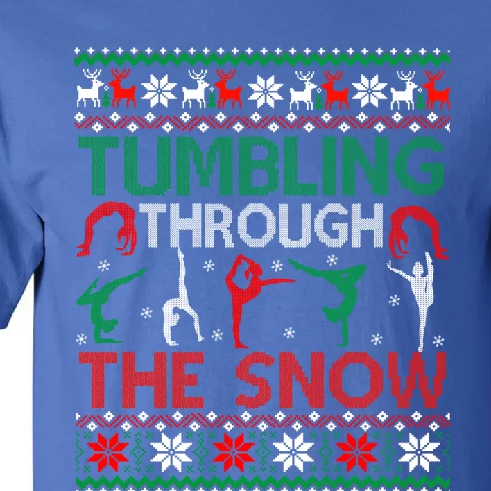 Tumbling Gymnastics Ugly Christmas Party Cool Gift Tall T-Shirt