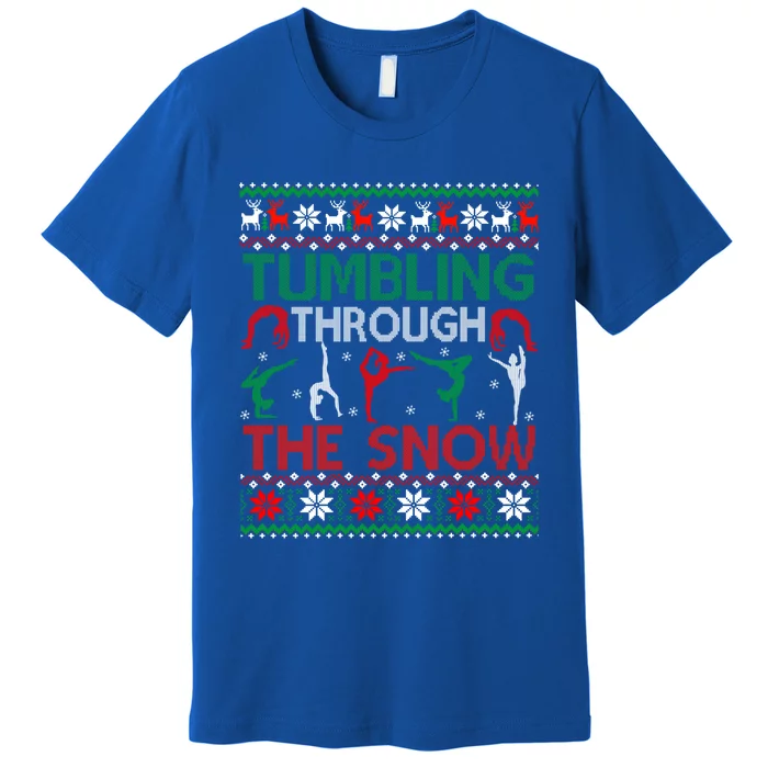 Tumbling Gymnastics Ugly Christmas Party Cool Gift Premium T-Shirt