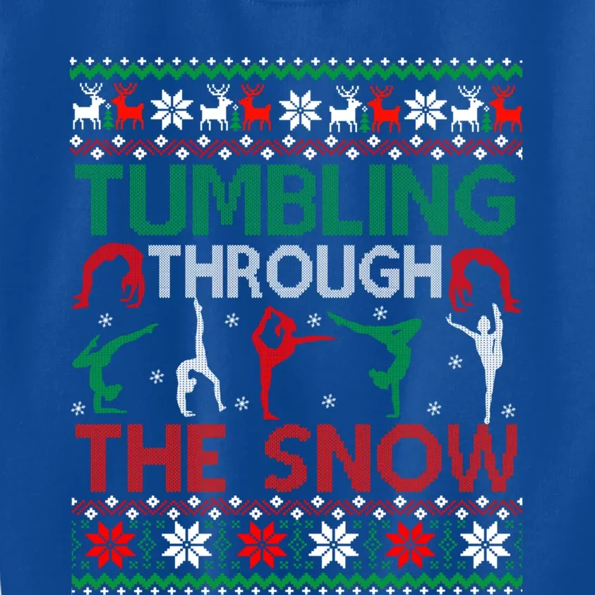 Tumbling Gymnastics Ugly Christmas Party Cool Gift Kids Sweatshirt