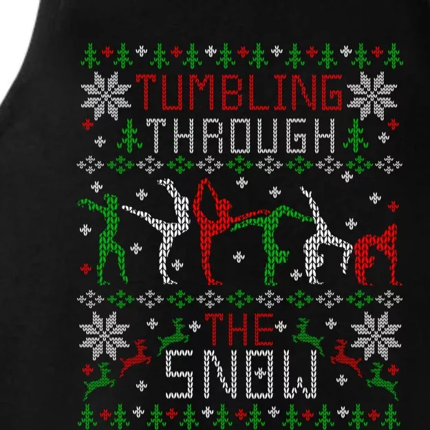 Tumbling Gymnastics Ugly Christmas Party Gift Ladies Tri-Blend Wicking Tank