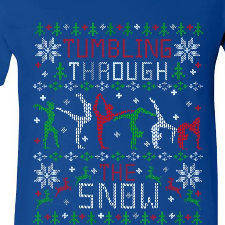 Tumbling Gymnastics Ugly Christmas Party Gift V-Neck T-Shirt