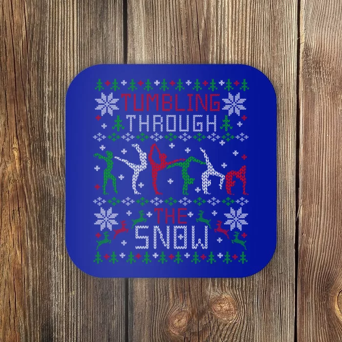 Tumbling Gymnastics Ugly Christmas Party Gift Coaster