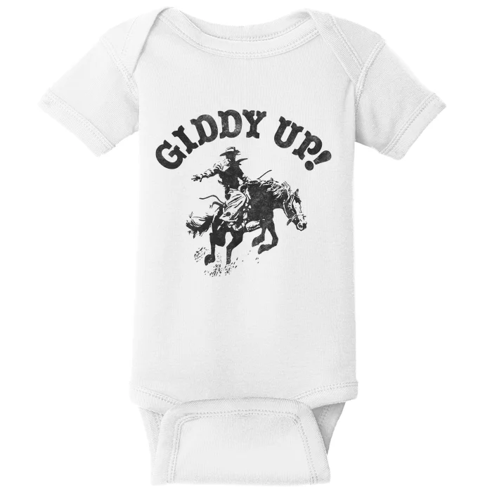 Trendy Giddy Up Classic Rodeo Black & White Baby Bodysuit