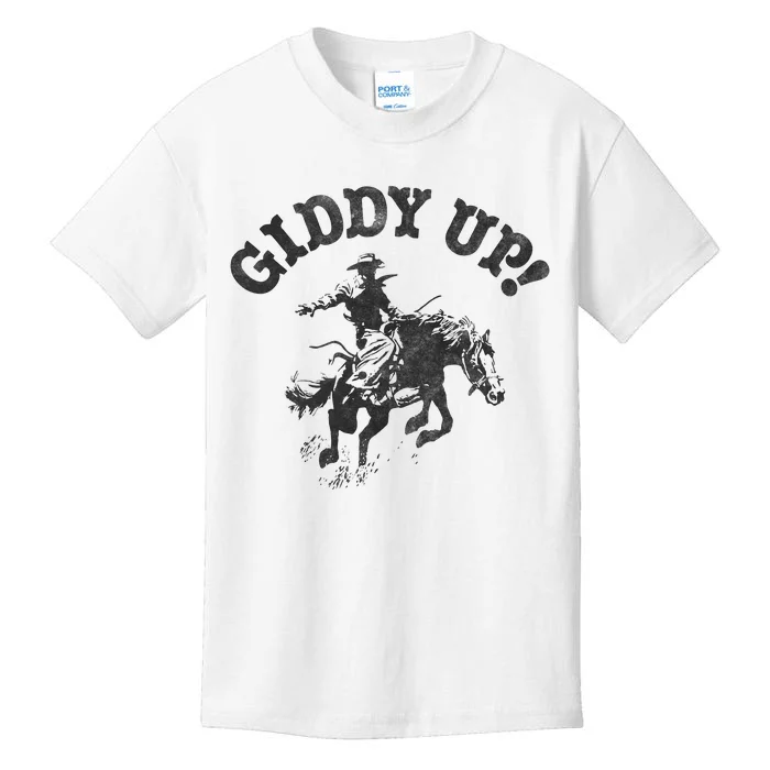 Trendy Giddy Up Classic Rodeo Black & White Kids T-Shirt