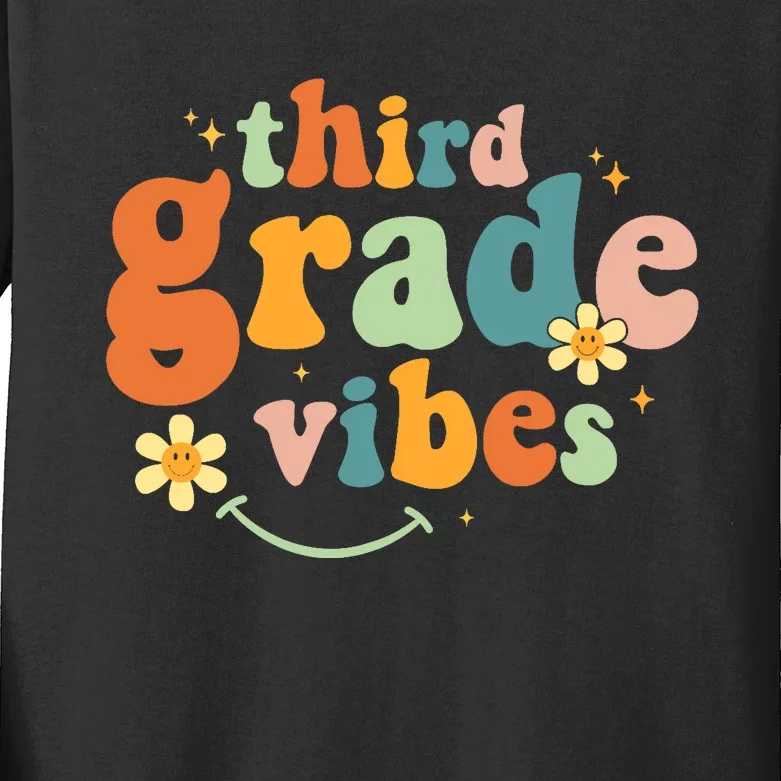 Third Grade Vibes 3rd Grade Team Retro 1st Day of School Kids Long Sleeve Shirt