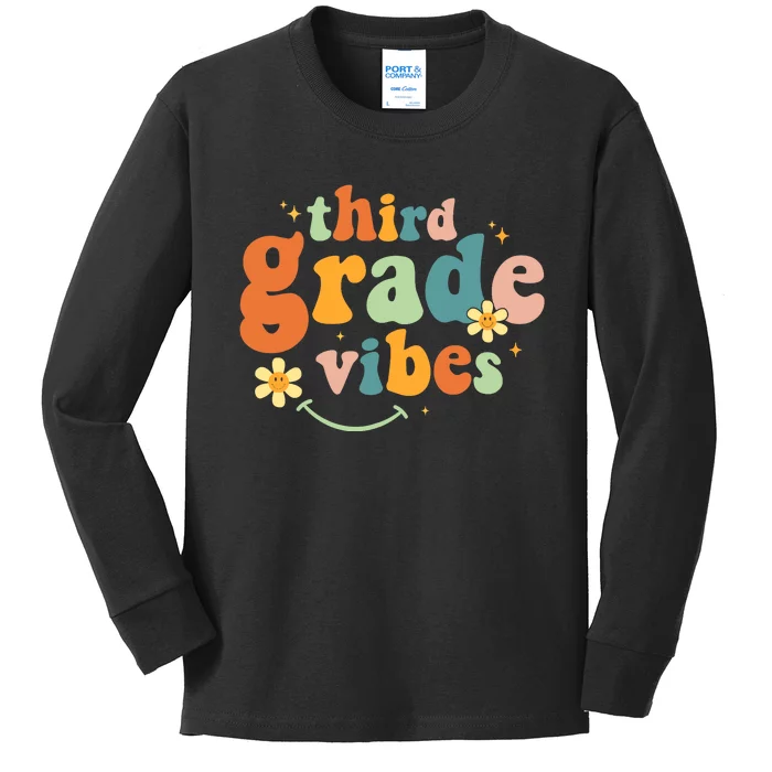 Third Grade Vibes 3rd Grade Team Retro 1st Day of School Kids Long Sleeve Shirt