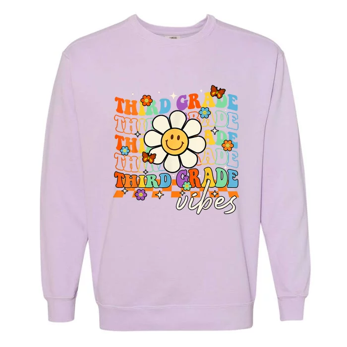 Third Grade Vibes Groovy Back To School Team 3rd Grade Garment-Dyed Sweatshirt