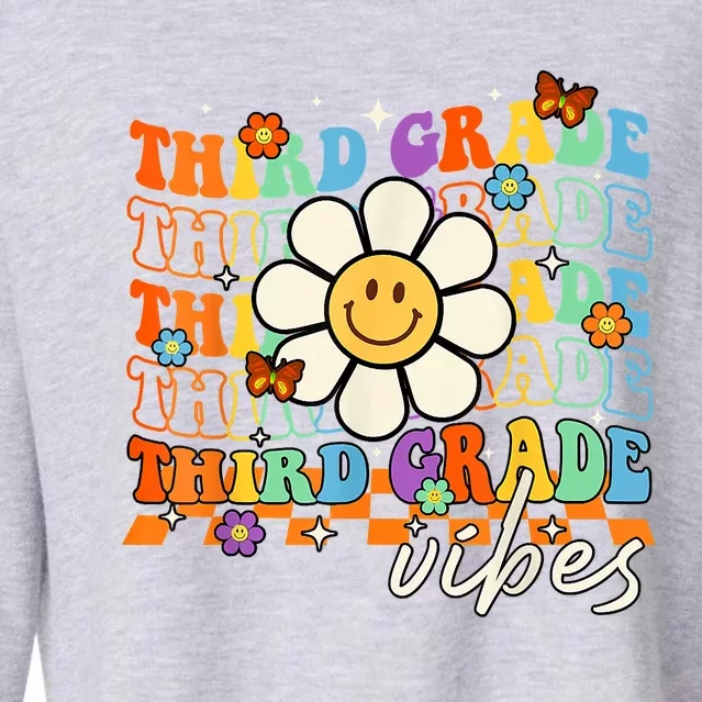 Third Grade Vibes Groovy Back To School Team 3rd Grade Cropped Pullover Crew