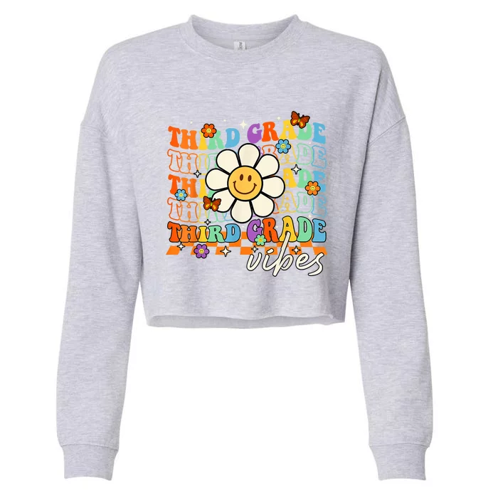 Third Grade Vibes Groovy Back To School Team 3rd Grade Cropped Pullover Crew