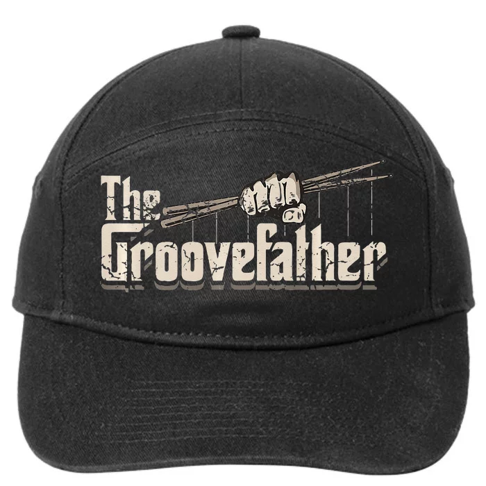 The Groovefather Vintage Drums Drumming Gifts Band Drummer 7-Panel Snapback Hat