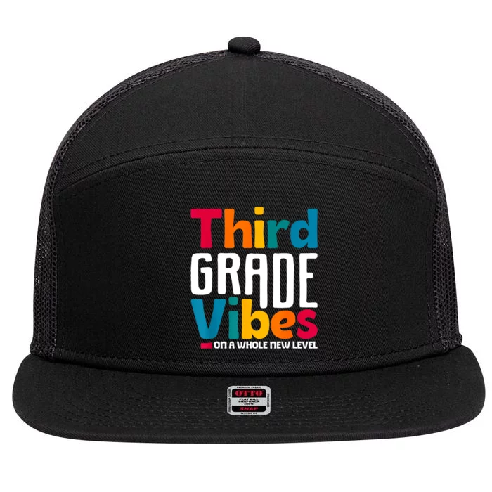 Third Grade Vibes Vintage 1st Day Of School Team 3rd Grade 7 Panel Mesh Trucker Snapback Hat