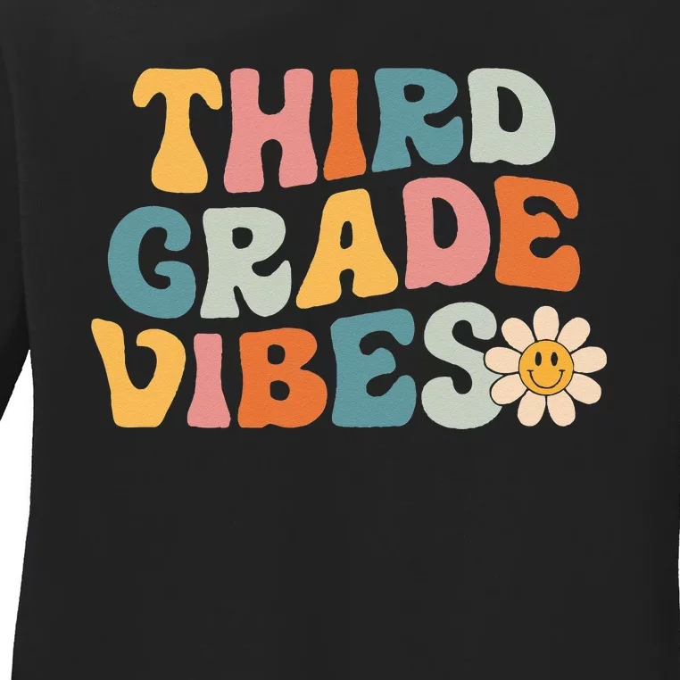 Third Grade Vibes 3rd Grade Team Retro 1st Day of School Ladies Long Sleeve Shirt