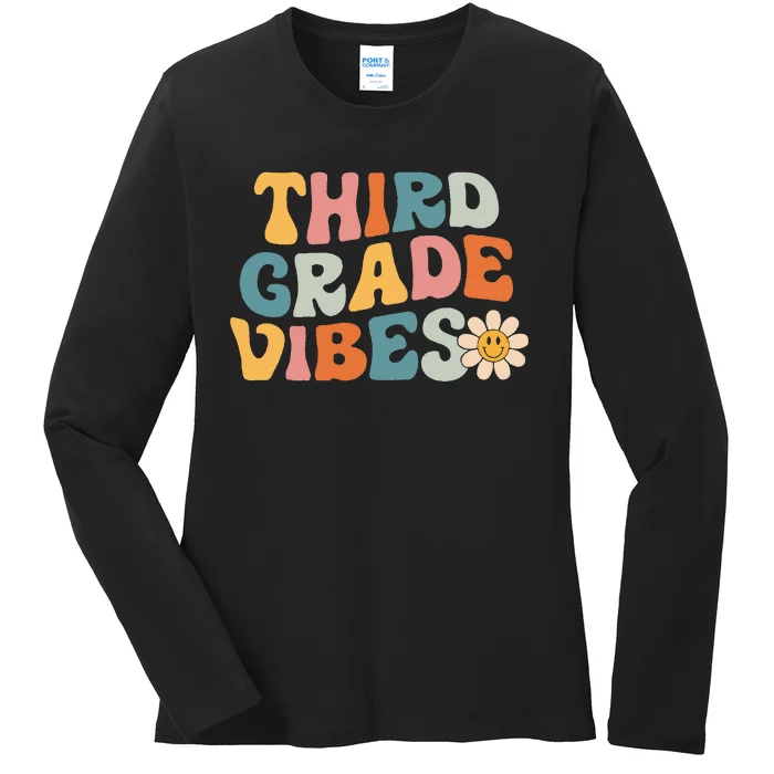 Third Grade Vibes 3rd Grade Team Retro 1st Day of School Ladies Long Sleeve Shirt