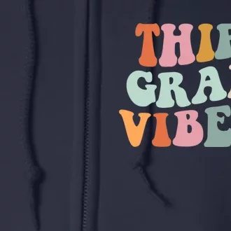 Third Grade Vibes 3rd Grade Retro Gnoovy Back To School Full Zip Hoodie