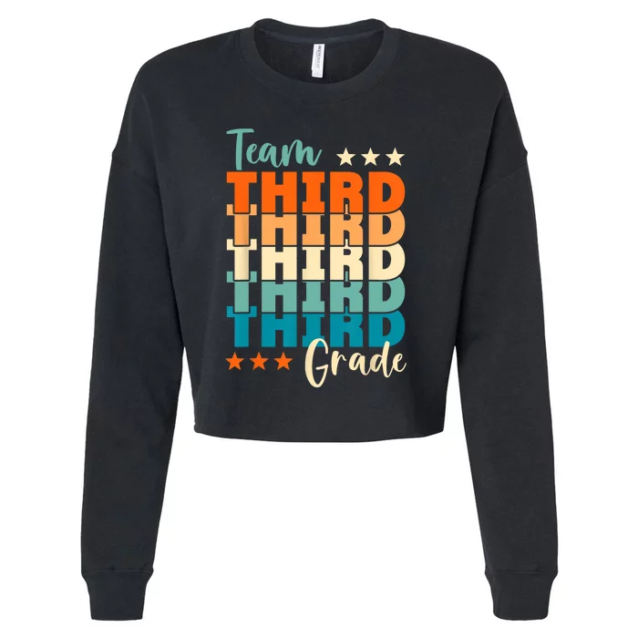 Third Grade Vibes Team 3rd Grade Retro 1st Day Of School Cropped Pullover Crew