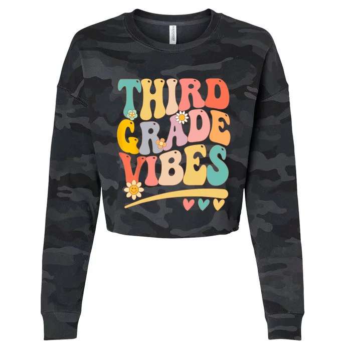 Third Grade Vibes For Girl Boy 3rd Grade Teacher Cropped Pullover Crew