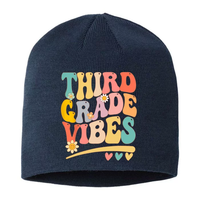 Third Grade Vibes For Girl Boy 3rd Grade Teacher 8 1/2in Sustainable Knit Beanie