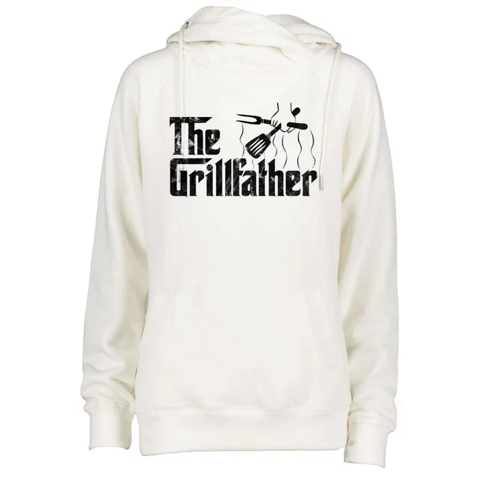 The Grillfather Vintage Bbq Barbecue Grill Chef Gift Idea Cool Gift Womens Funnel Neck Pullover Hood