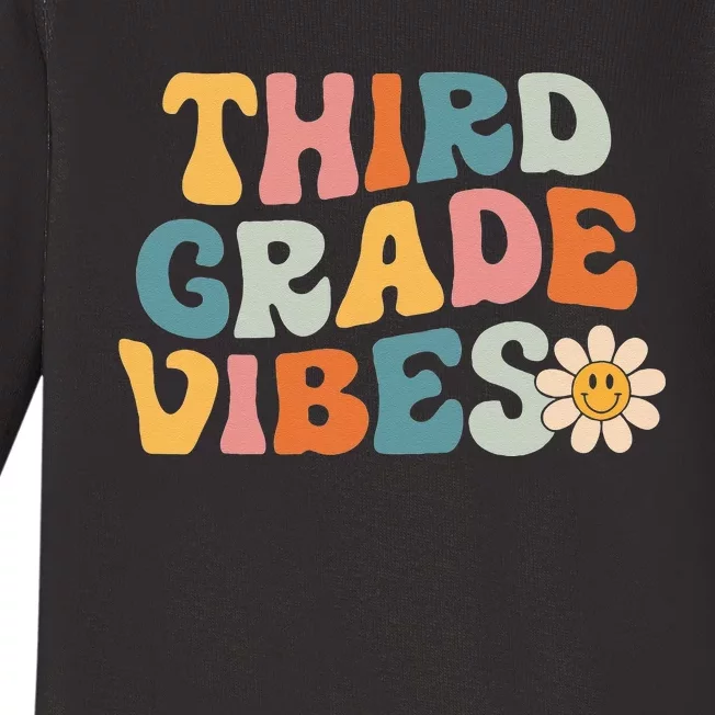 Third Grade Vibes 3rd Grade Team Retro 1st Day Of School Baby Long Sleeve Bodysuit