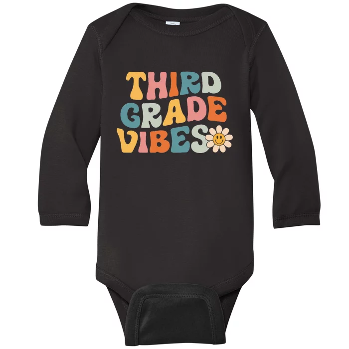 Third Grade Vibes 3rd Grade Team Retro 1st Day Of School Baby Long Sleeve Bodysuit