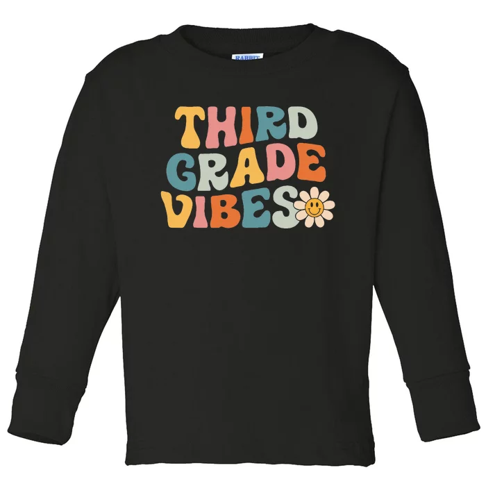 Third Grade Vibes 3rd Grade Team Retro 1st Day Of School Toddler Long Sleeve Shirt