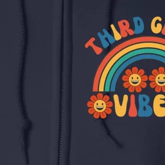 Third Grade Vibes Retro Groovy Third First Day Of School Full Zip Hoodie