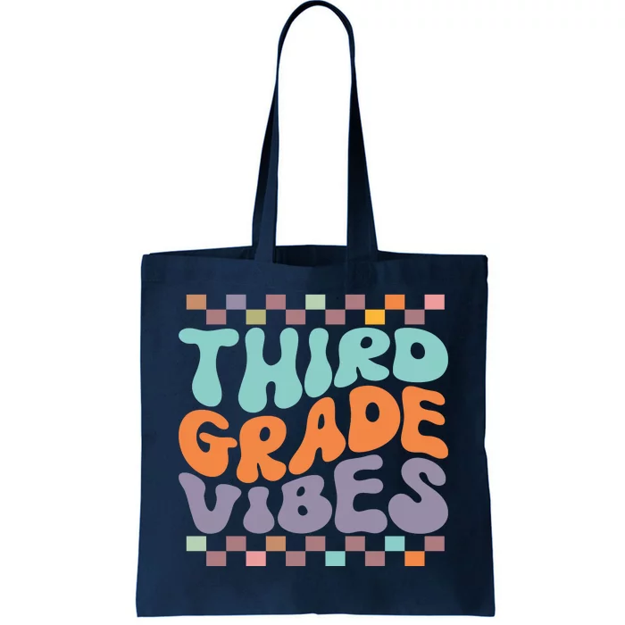 Third Grade Vibes Retro Groovy 3rd Grade Back To School Gift Tote Bag