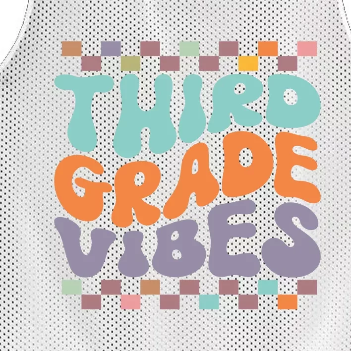 Third Grade Vibes Retro Groovy 3rd Grade Back To School Gift Mesh Reversible Basketball Jersey Tank