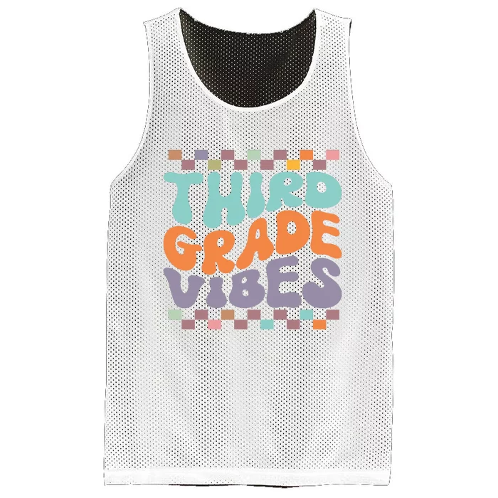 Third Grade Vibes Retro Groovy 3rd Grade Back To School Gift Mesh Reversible Basketball Jersey Tank