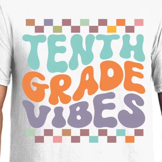 Tenth Grade Vibes Retro Groovy 10th Grade Back To School Pajama Set