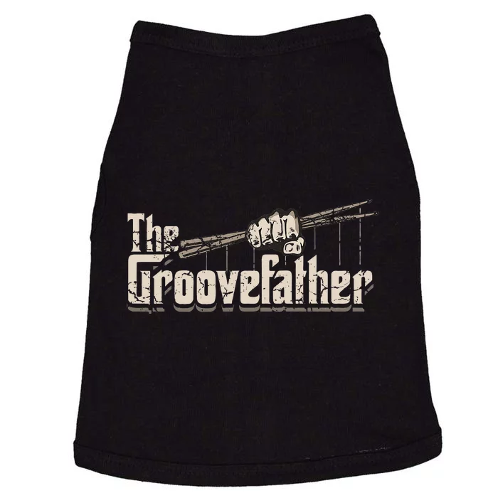 The Groovefather Vintage Drums Drumming Gifts Band Drummer Doggie Tank