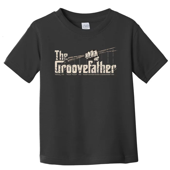 The Groovefather Vintage Drums Drumming Gifts Band Drummer Toddler T-Shirt