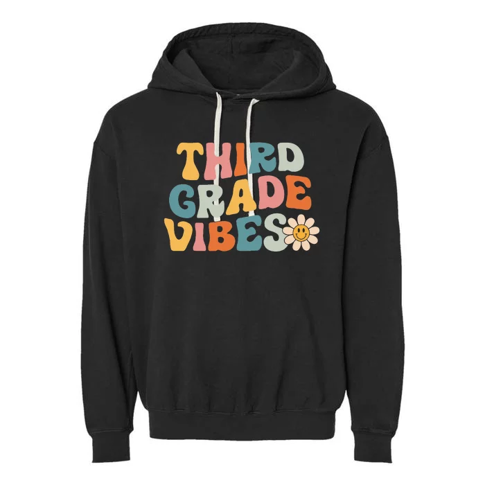 Third Grade Vibes 3rd Grade Team Retro 1st Day Of School Garment-Dyed Fleece Hoodie