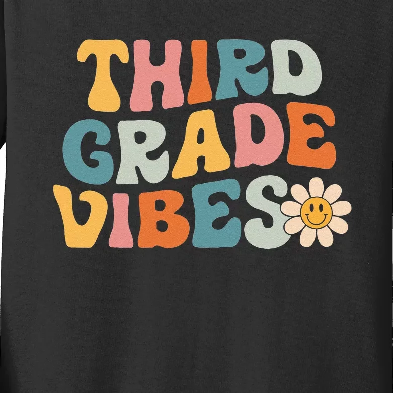 Third Grade Vibes 3rd Grade Team Retro 1st Day Of School Kids Long Sleeve Shirt