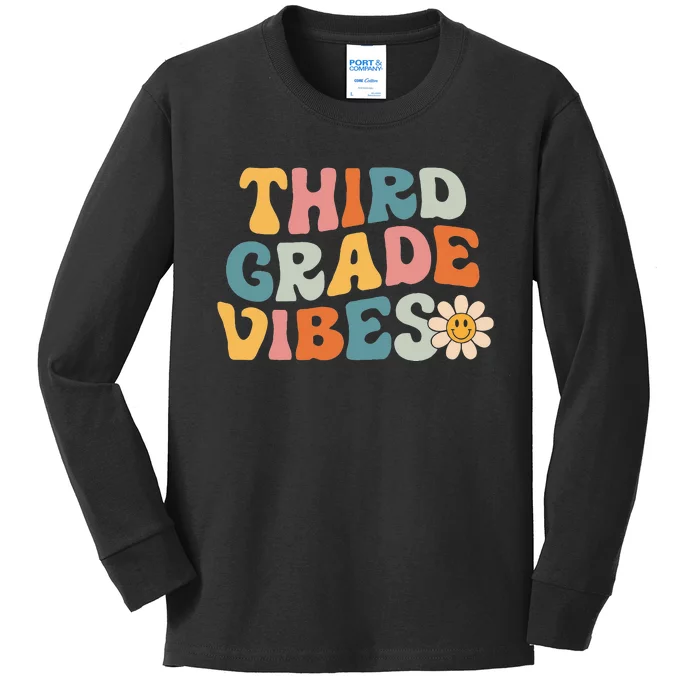 Third Grade Vibes 3rd Grade Team Retro 1st Day Of School Kids Long Sleeve Shirt