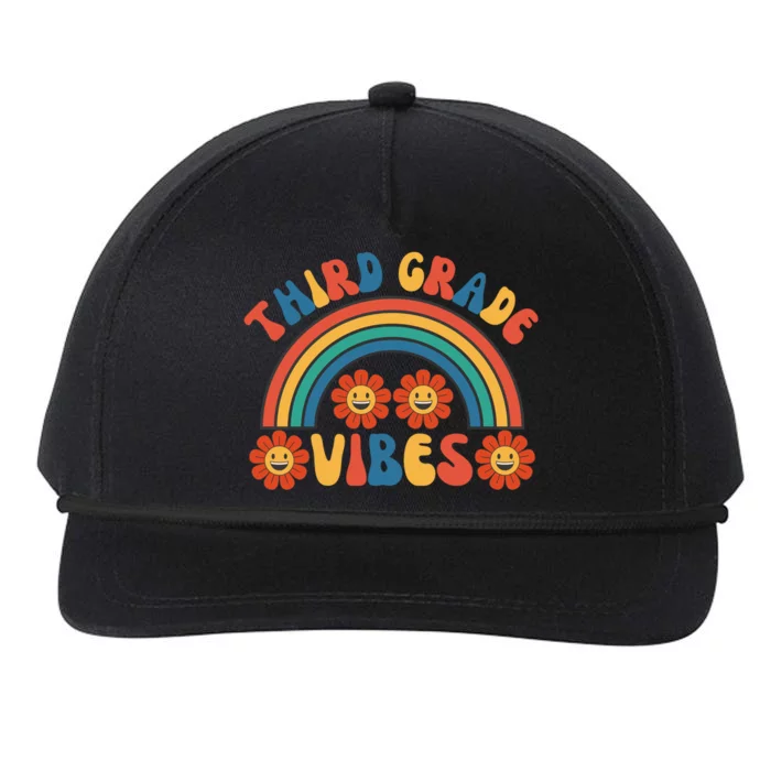 Third Grade Vibes Retro Groovy Third First Day Of School Snapback Five-Panel Rope Hat