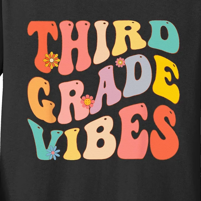 Third Grade Vibes For 3rd Grade Teacher Kids Long Sleeve Shirt