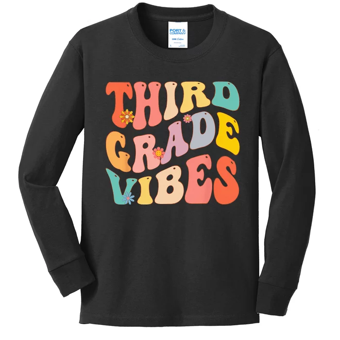 Third Grade Vibes For 3rd Grade Teacher Kids Long Sleeve Shirt