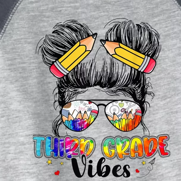 Third Grade Vibes Messy Hair Bun Girl Back To School First Toddler Fine Jersey T-Shirt