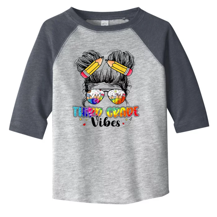 Third Grade Vibes Messy Hair Bun Girl Back To School First Toddler Fine Jersey T-Shirt