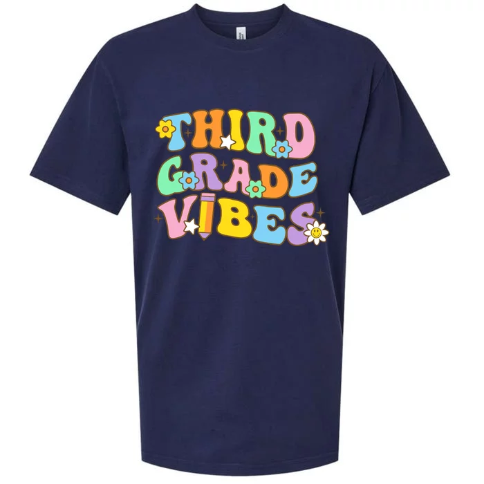 Third Grade Vibes Third Grade Teacher 3rd Grade Teacher Student Back To School Sueded Cloud Jersey T-Shirt