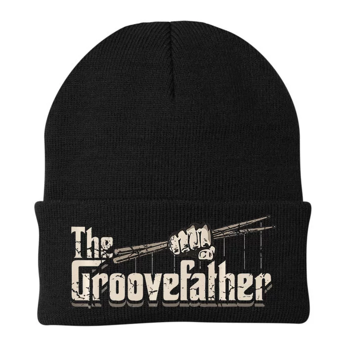 The Groovefather Vintage Drums Drumming Gifts Band Drummer Knit Cap Winter Beanie